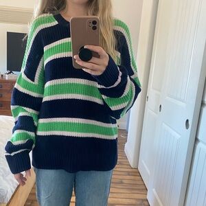 GAP Navy and Lime Green Knit Sweater